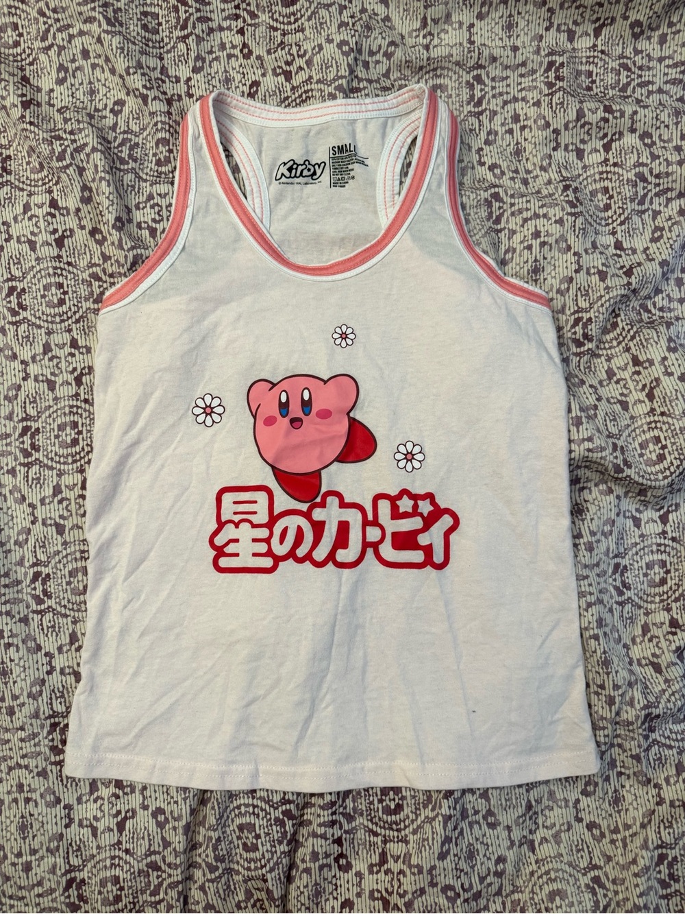 Girls' White and Pink Graphic Tank Top